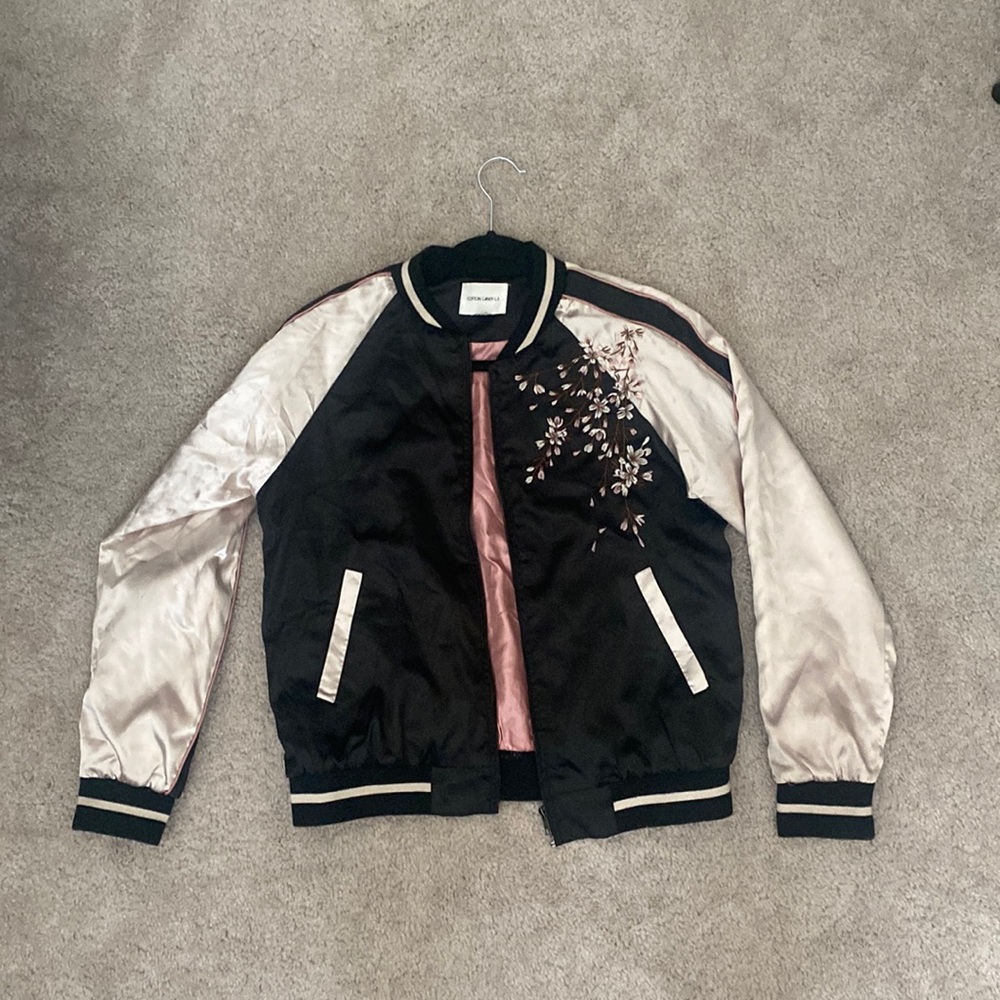 Cotton Candy LA Satin Black Japanese Blossom Jacket